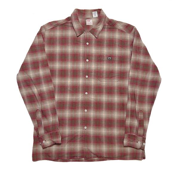 Levi's Dry Goods Vintage Plaid Button Up Shirt Brown Red Men's Large Western 90s - Picture 1 of 8